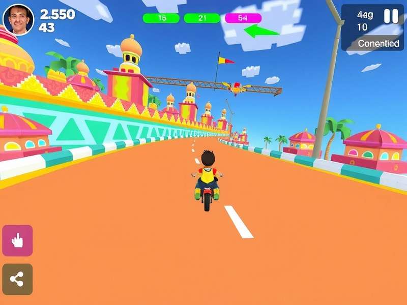 Holi Jubilant Sprint gameplay screenshot showing colorful racing environment